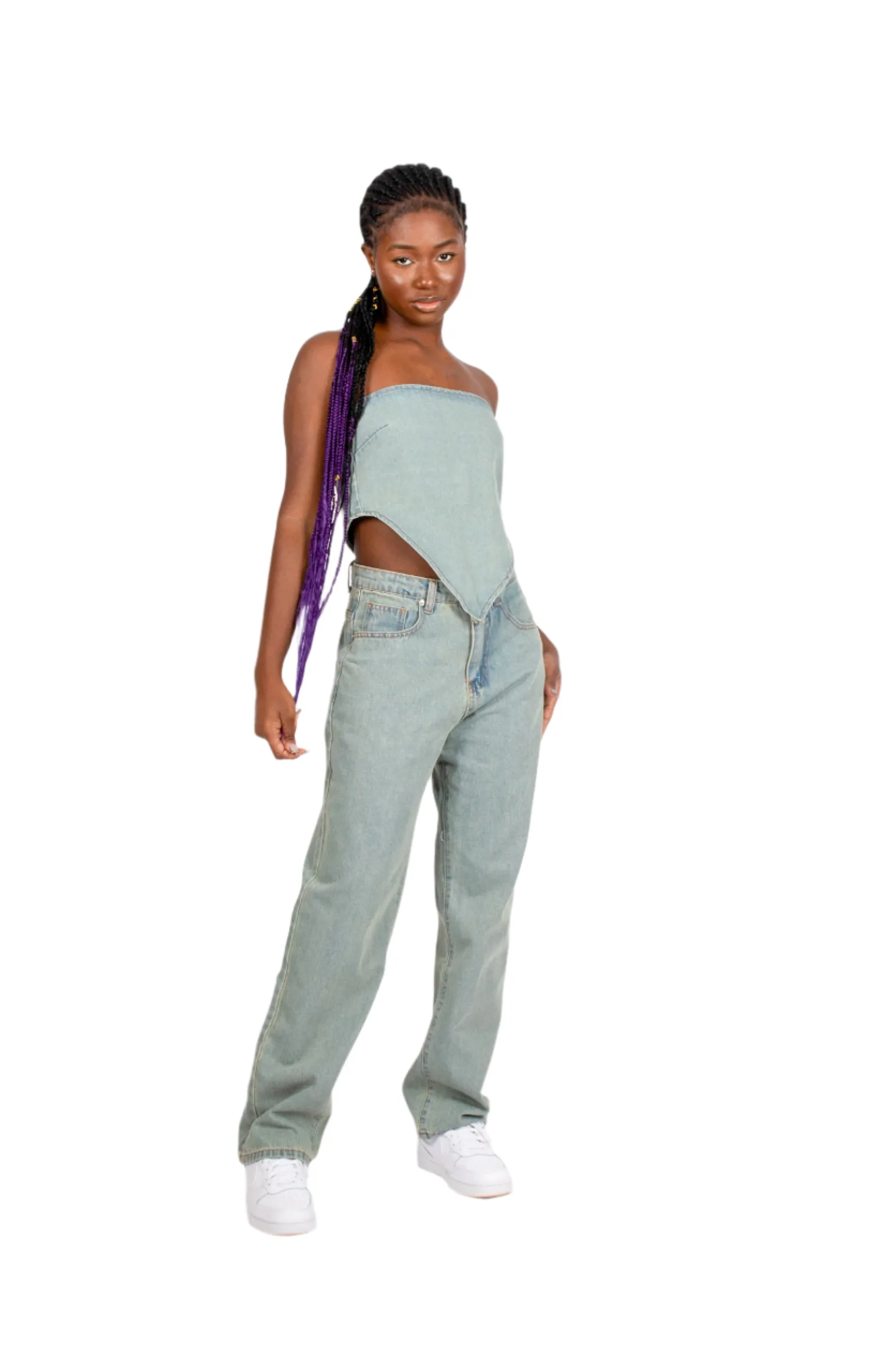 FAE Dirty Bleach High Waist Leg Jeans