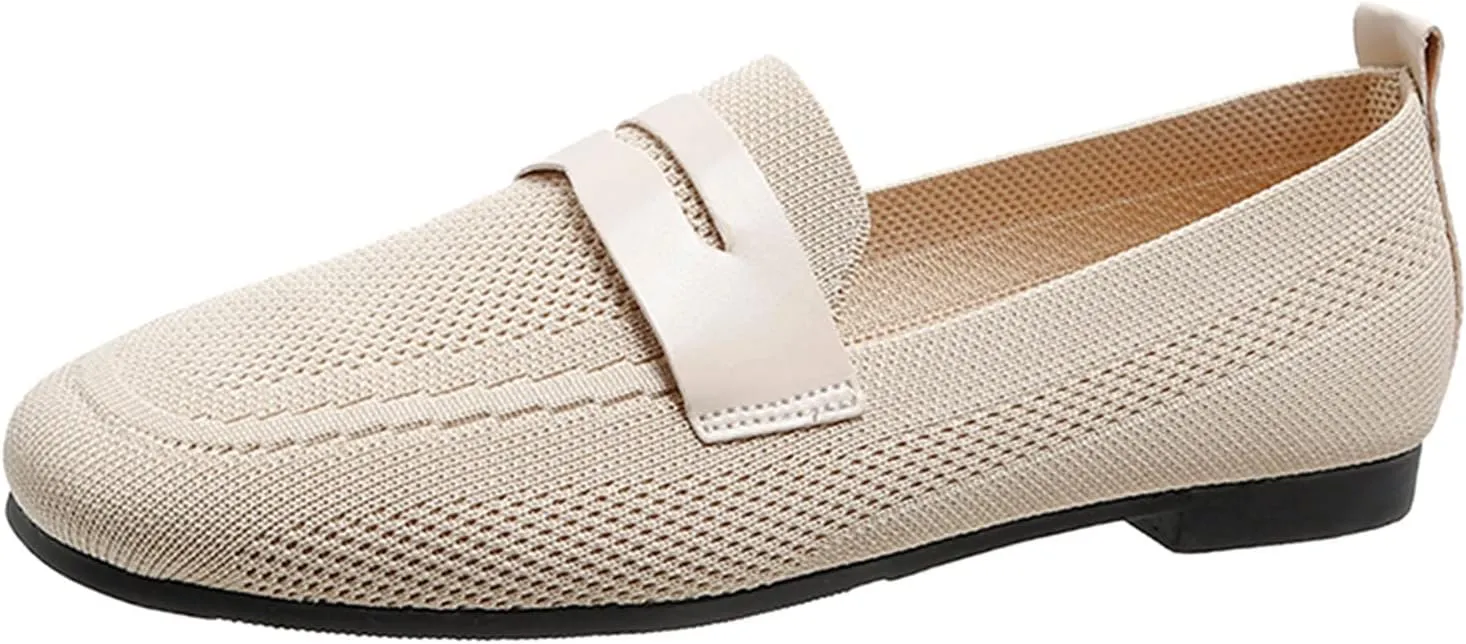 Fashion Spring And Summer Women Casual Shoes Solid Color Flat Bottom Round Toe Flying Woven Mesh Breathable High
