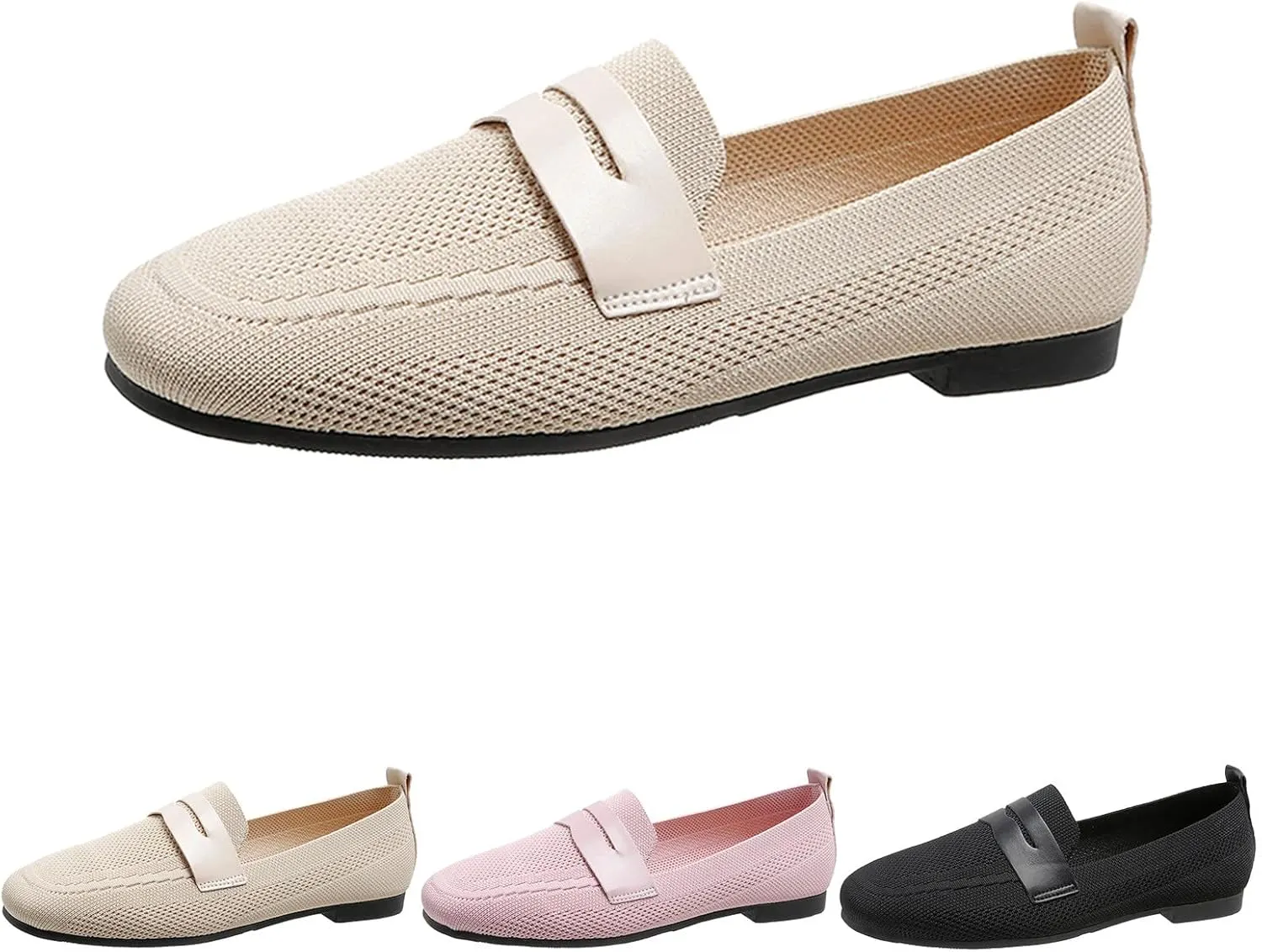 Fashion Spring And Summer Women Casual Shoes Solid Color Flat Bottom Round Toe Flying Woven Mesh Breathable High