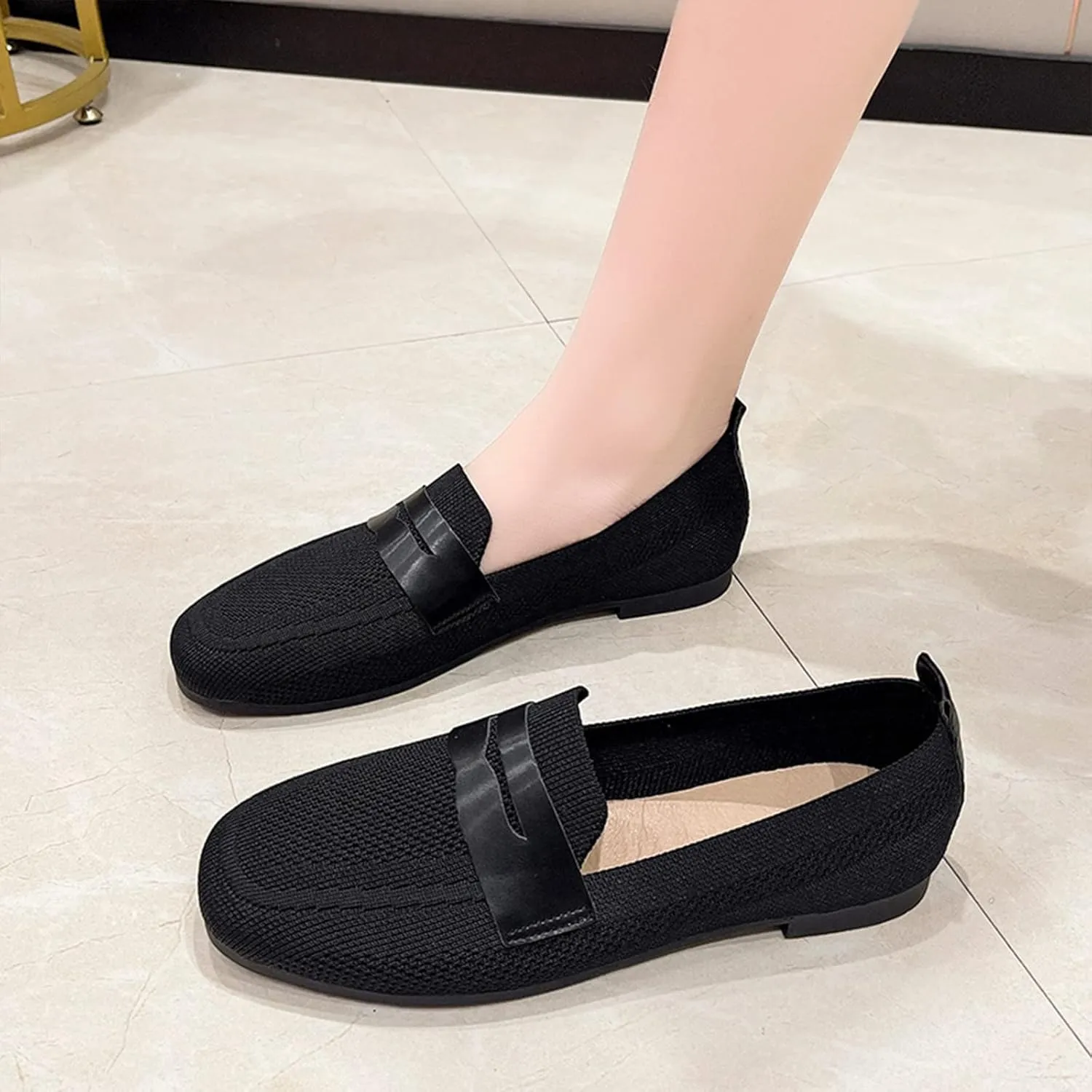Fashion Spring And Summer Women Casual Shoes Solid Color Flat Bottom Round Toe Flying Woven Mesh Breathable High