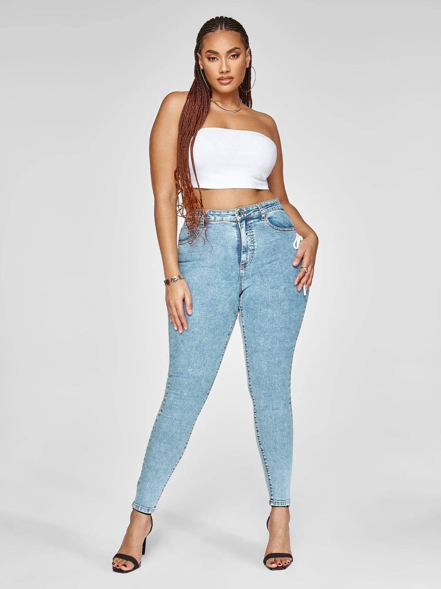 Fashion To Figure - High Rise Lace-Up Detail Skinny Jeans