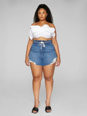 Fashion To Figure - High Rise Tie Waist Denim Shorts