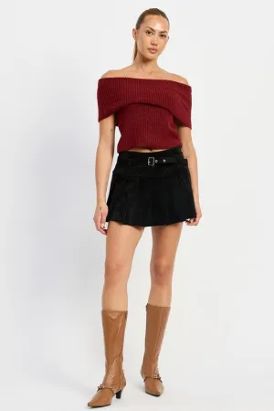 Fearless Fusion Pleated Suede Black Skort