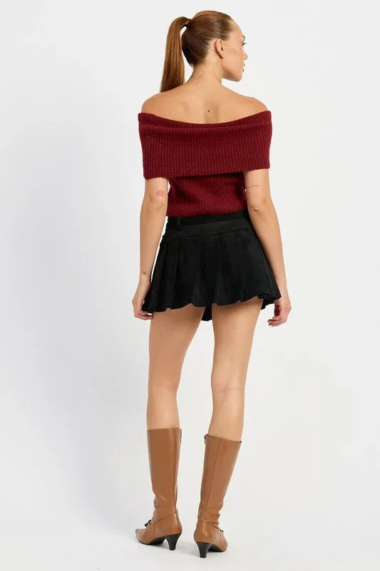 Fearless Fusion Pleated Suede Black Skort