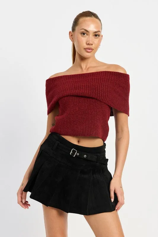 Fearless Fusion Pleated Suede Black Skort