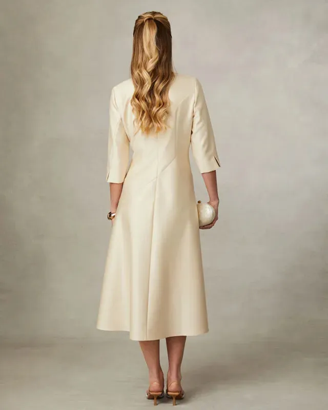 Fee G Briana Panel Midi Dress With Split Neckline