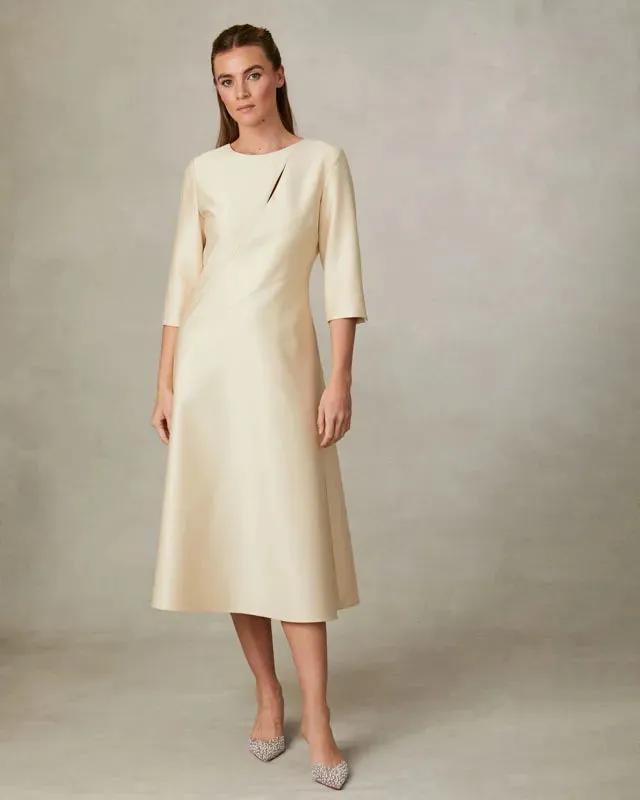Fee G Briana Panel Midi Dress With Split Neckline