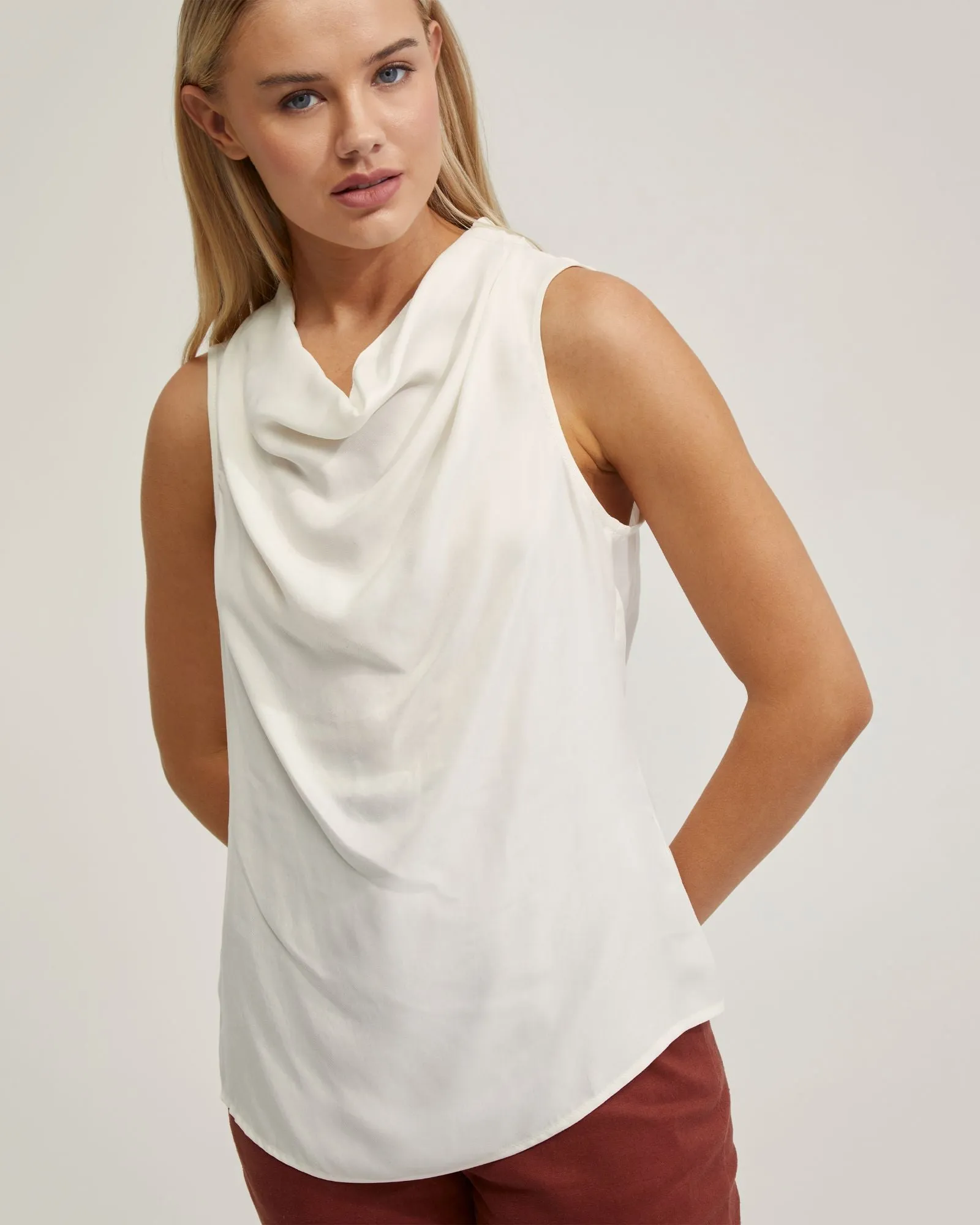 Fern Cupro Blend Soft Neck Top