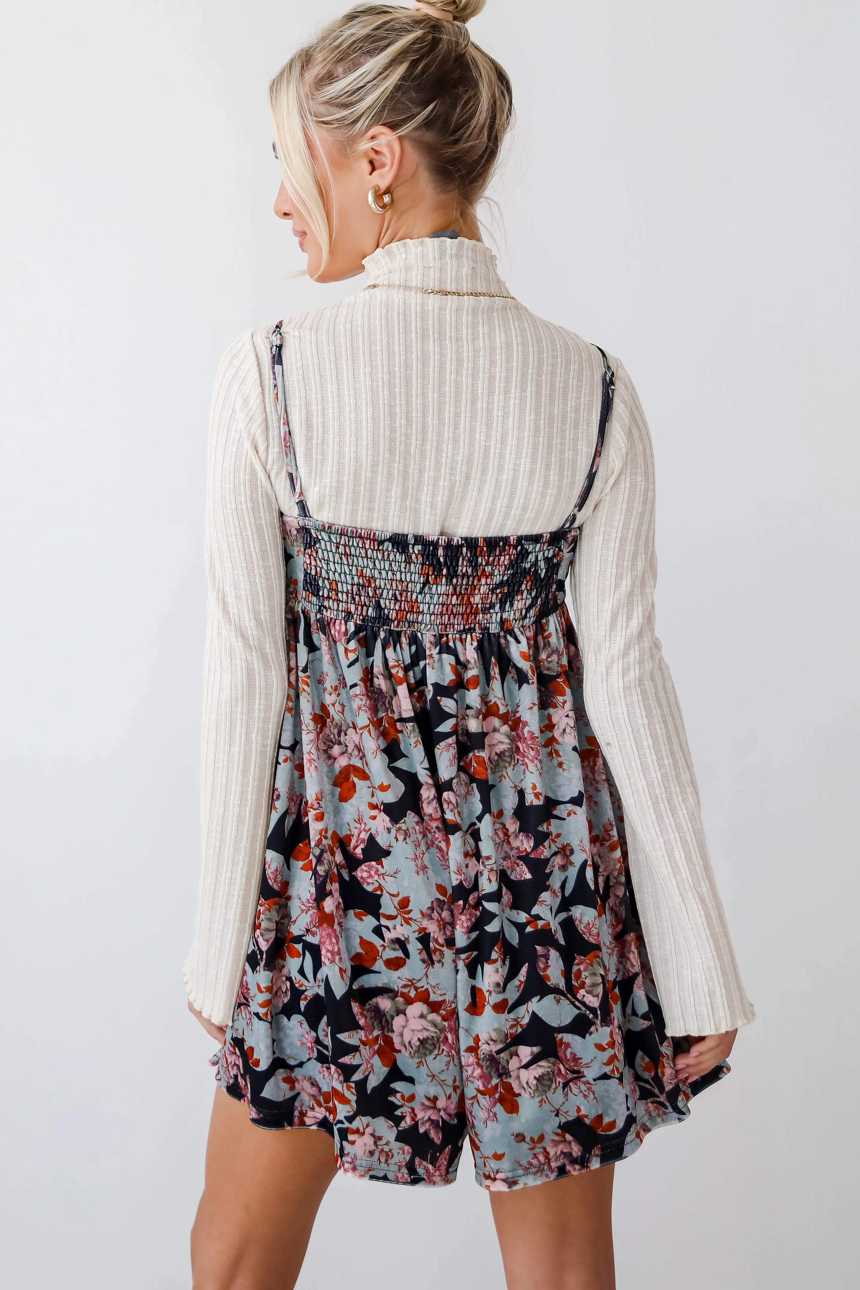 FINAL SALE - Alluring Glam Black Floral Velvet Romper