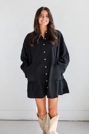 FINAL SALE - Instant Crush Black Button Front Mini Dress