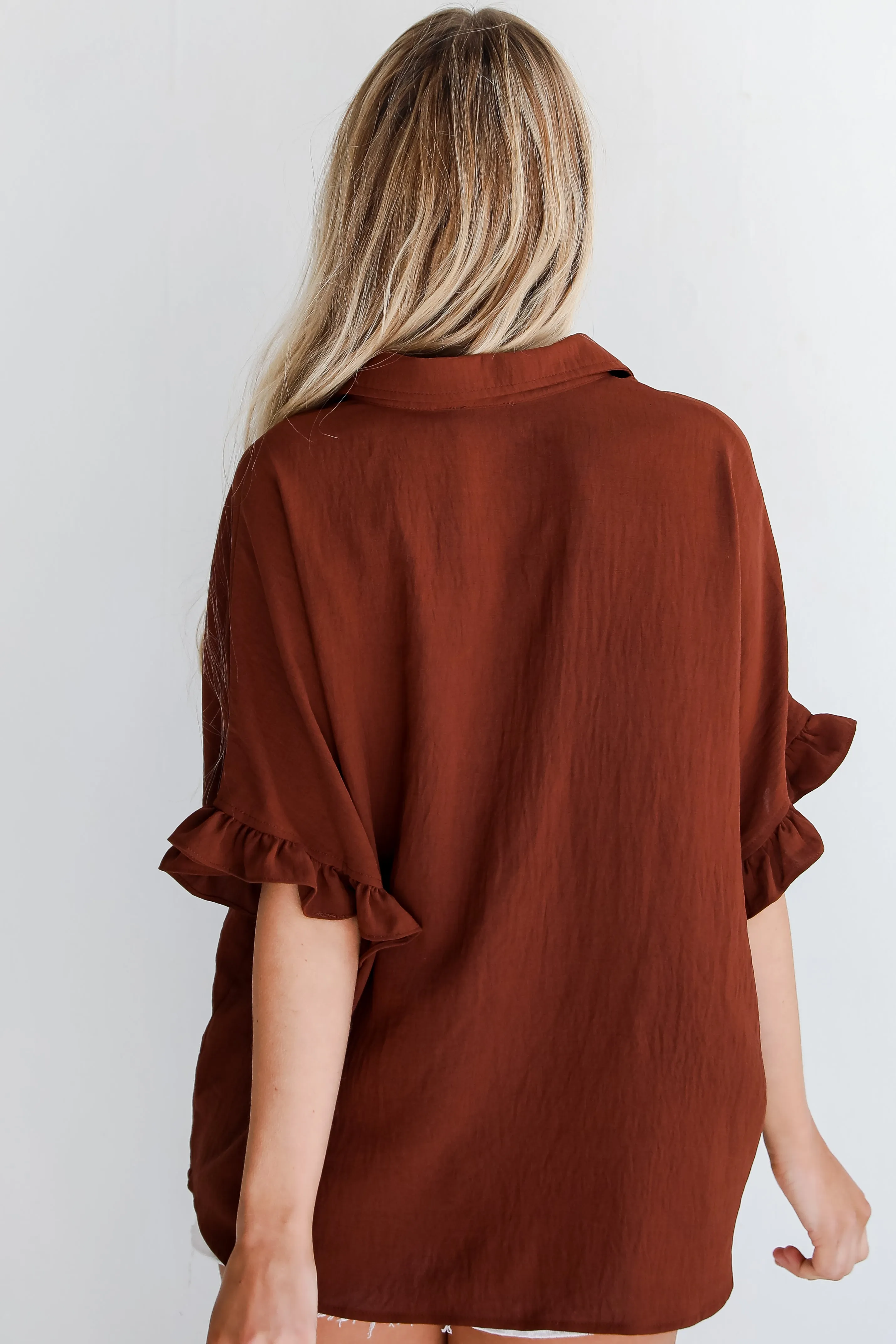 FINAL SALE - Poised Confidence Mocha Oversized Blouse