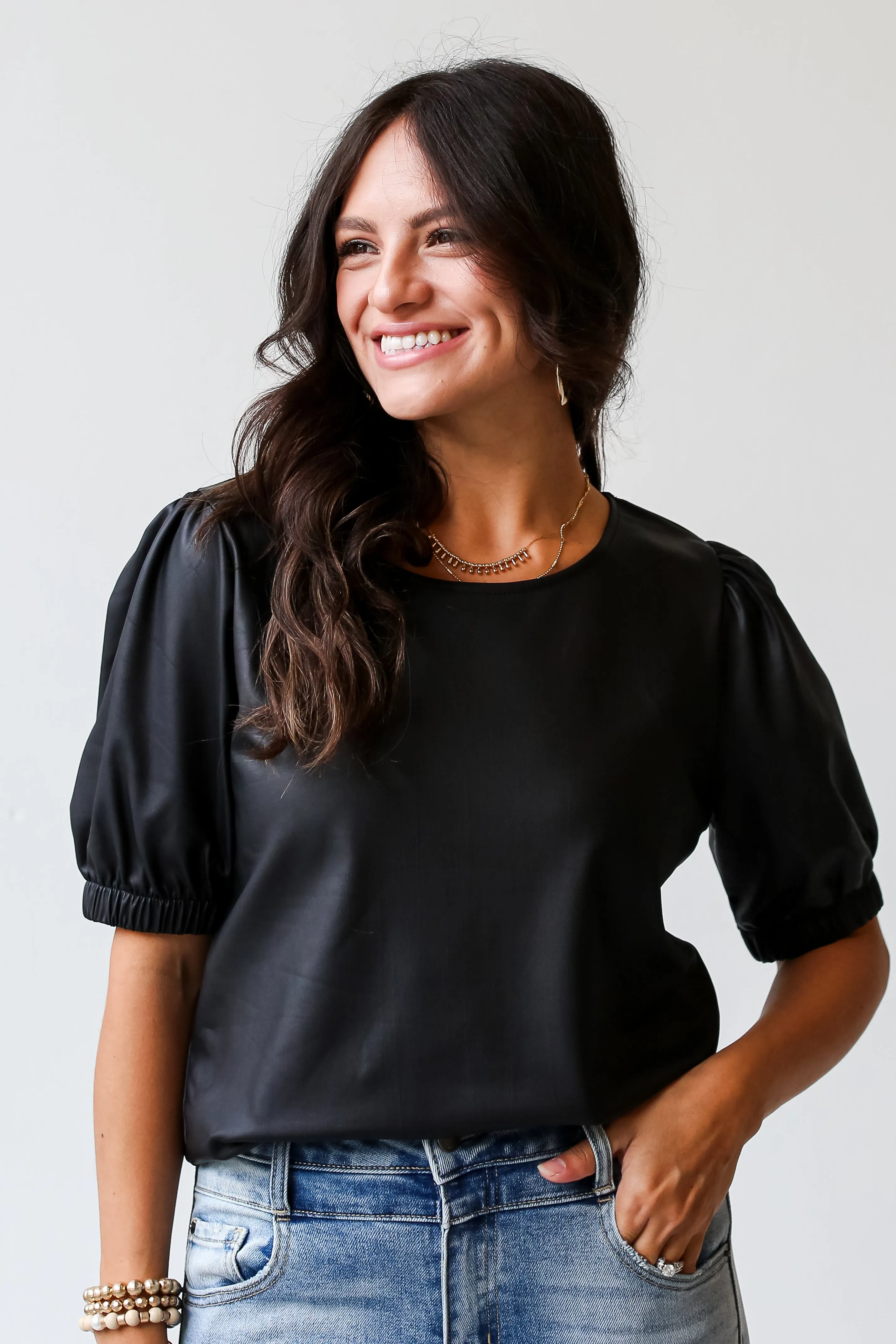 FINAL SALE - Remarkable Flirt Black Puff Sleeve Blouse