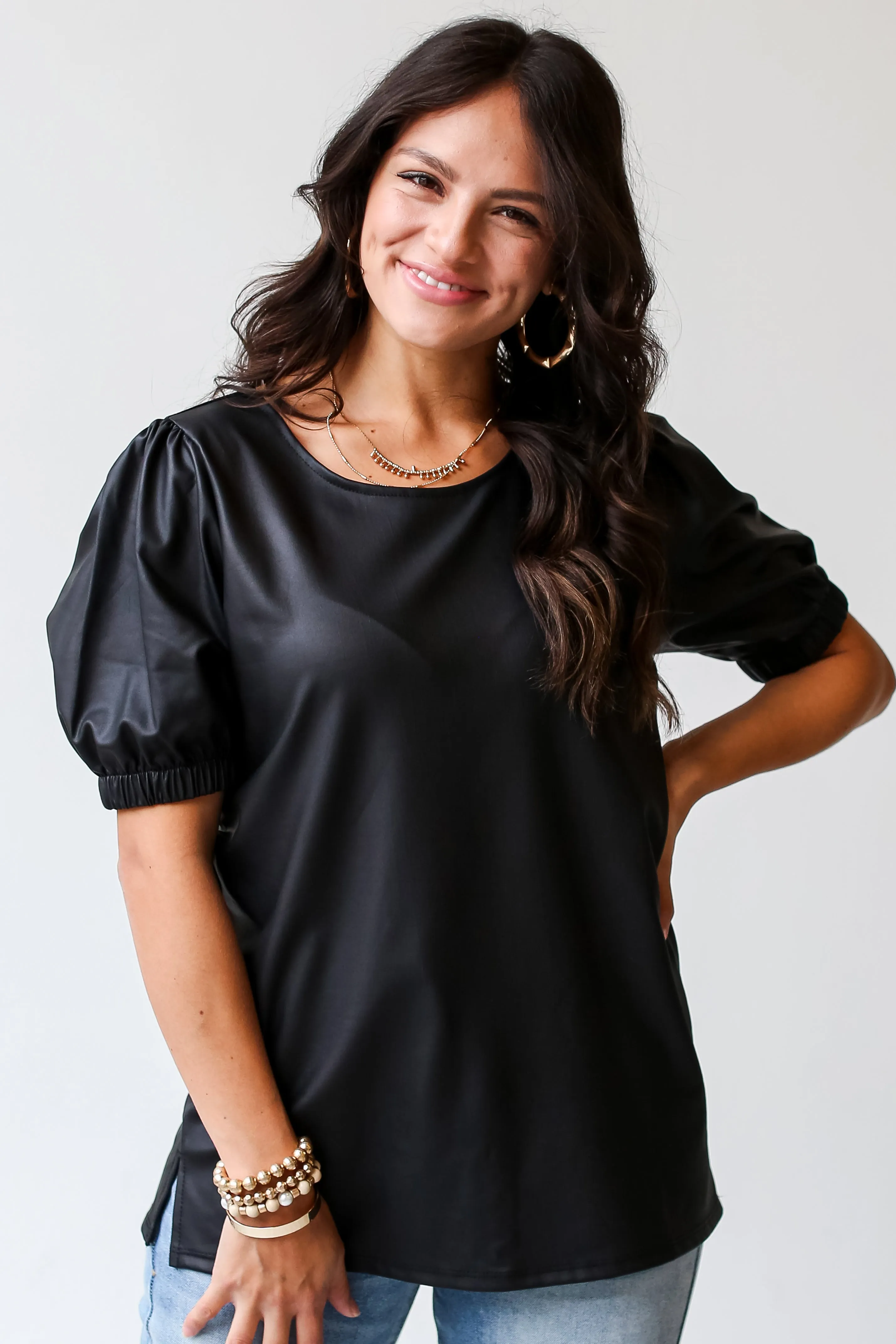 FINAL SALE - Remarkable Flirt Black Puff Sleeve Blouse