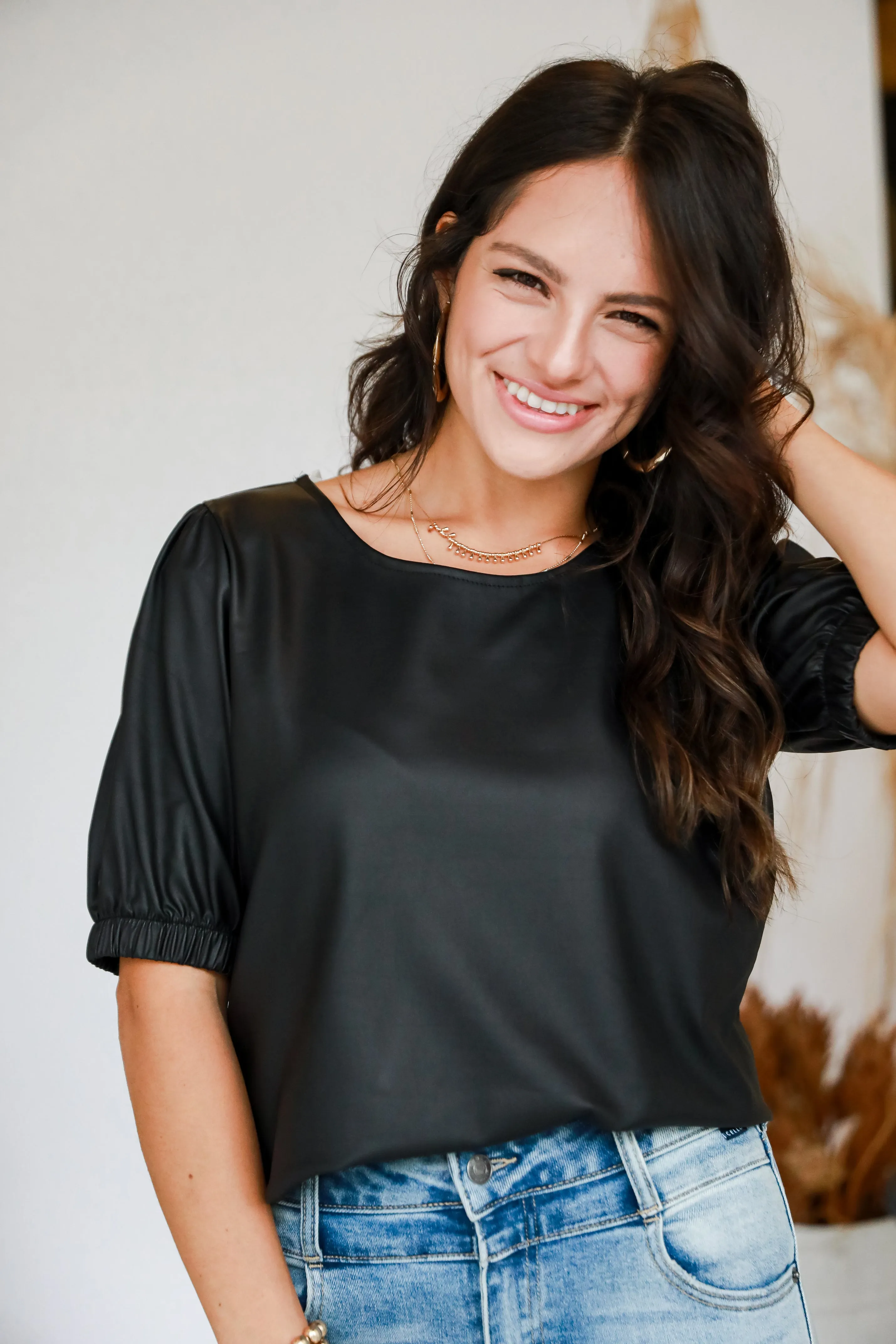 FINAL SALE - Remarkable Flirt Black Puff Sleeve Blouse