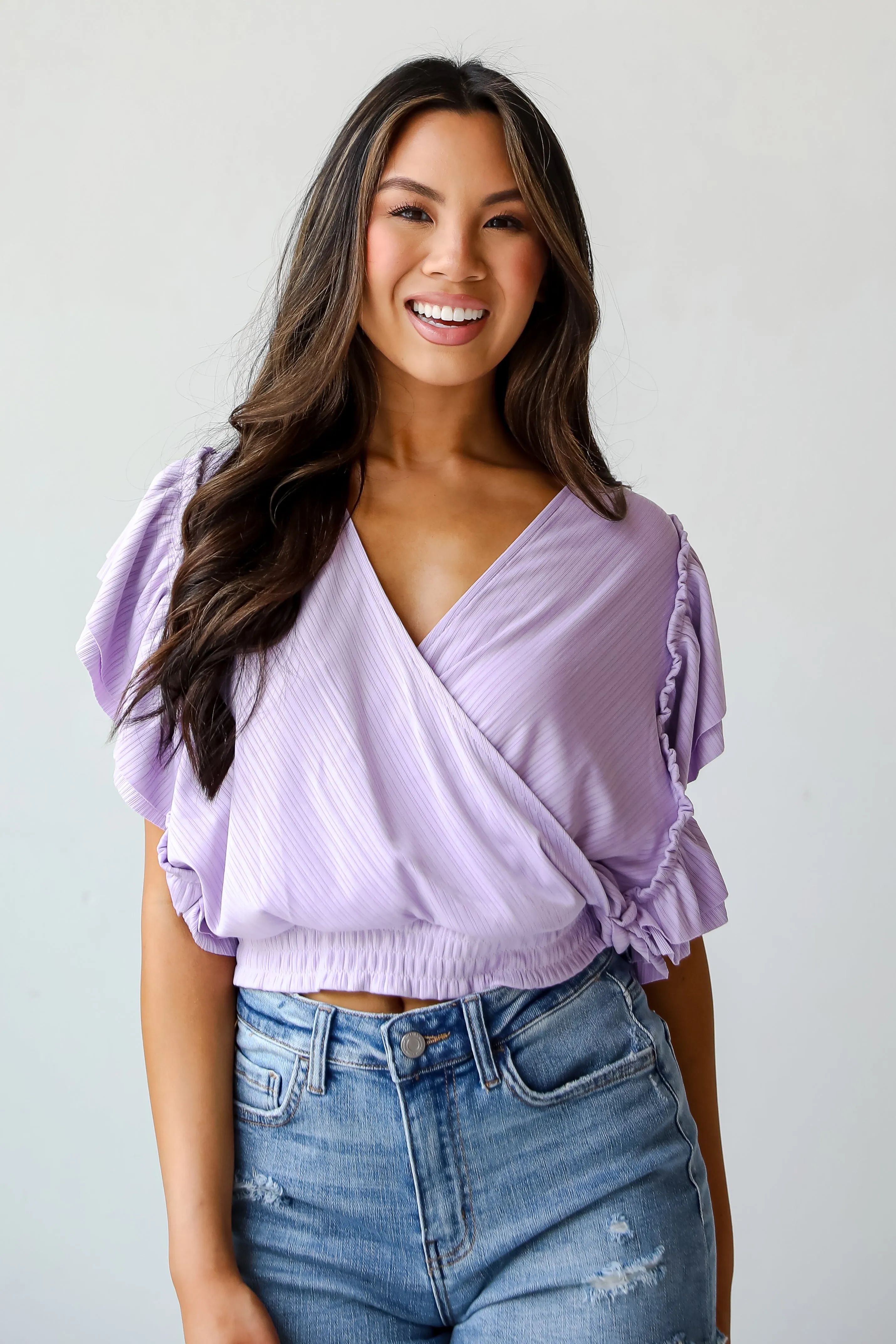 FINAL SALE - Say It Back Lavender Surplice Top