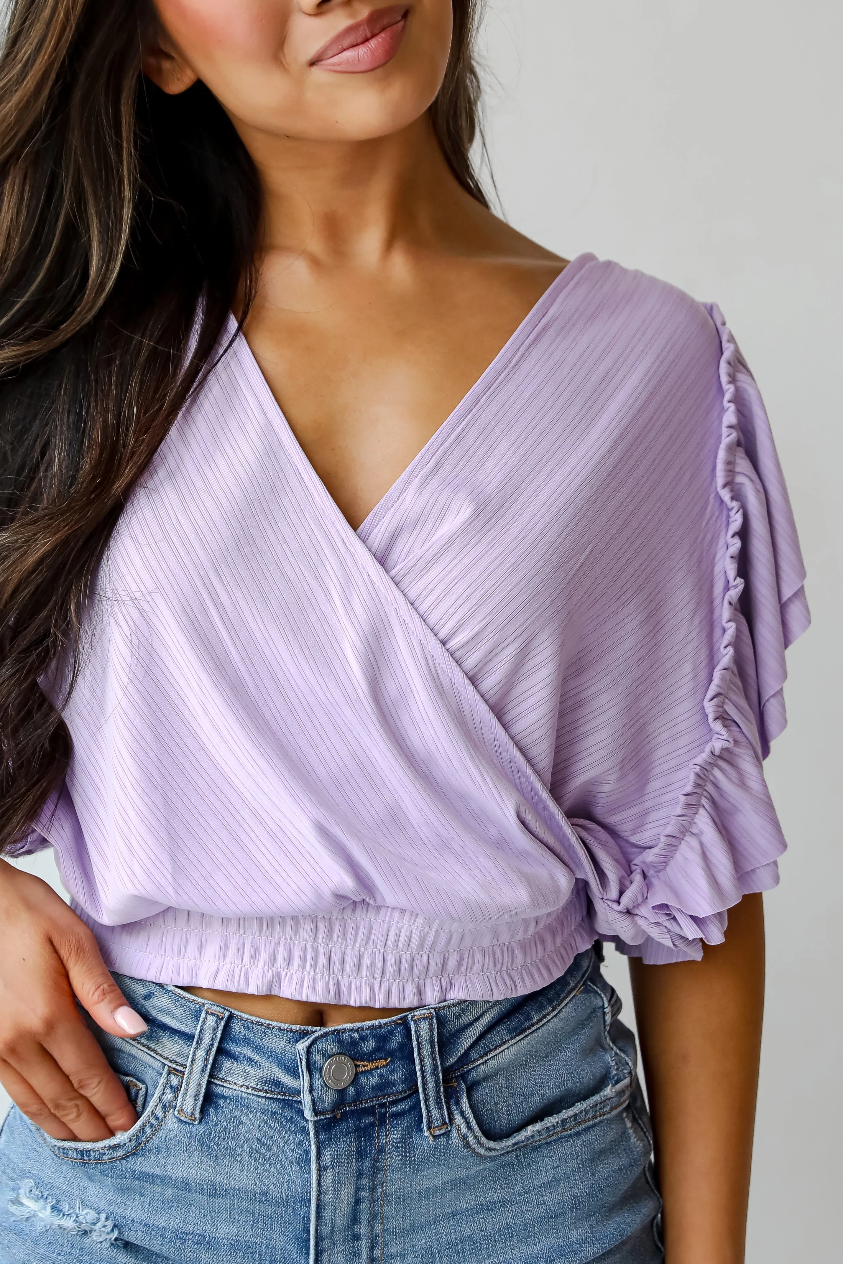 FINAL SALE - Say It Back Lavender Surplice Top