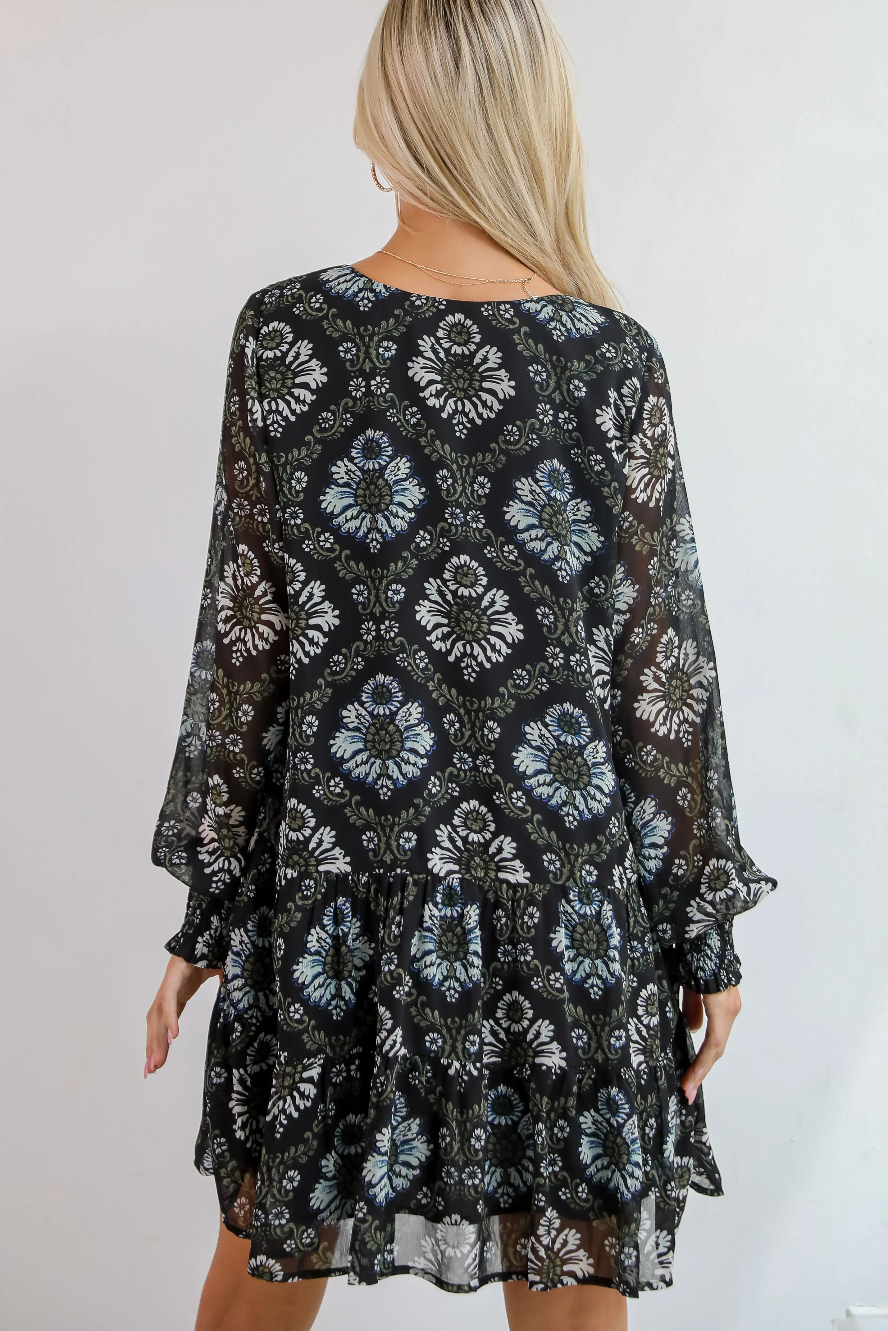 FINAL SALE - Set To Charm Black Floral Mini Dress