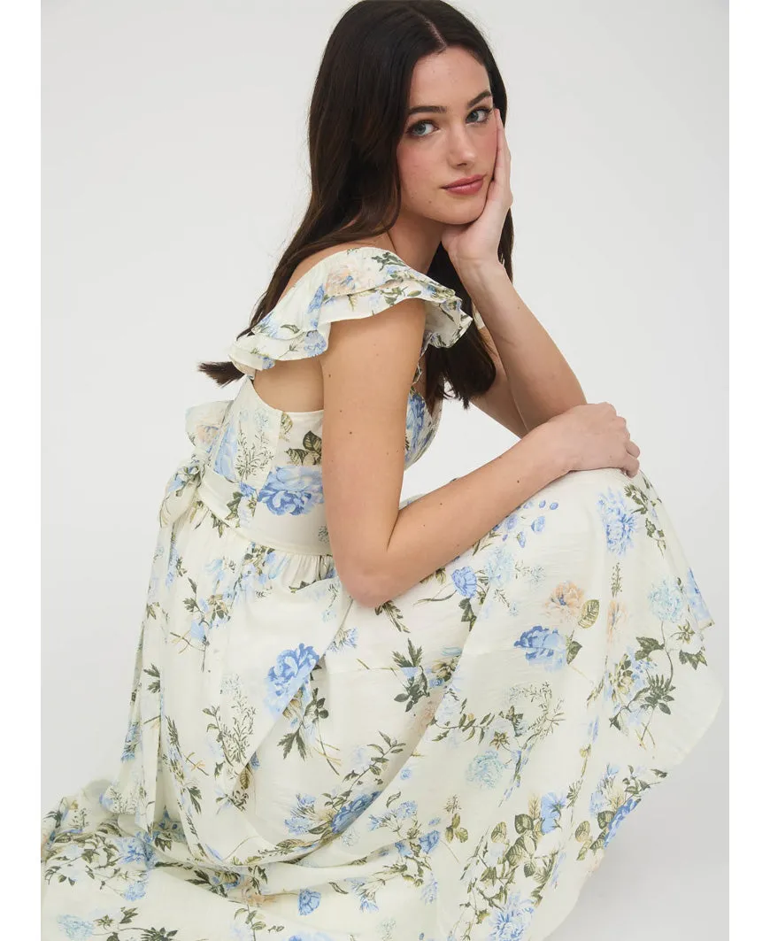 Flora Sweetheart Maxi Dress Blue