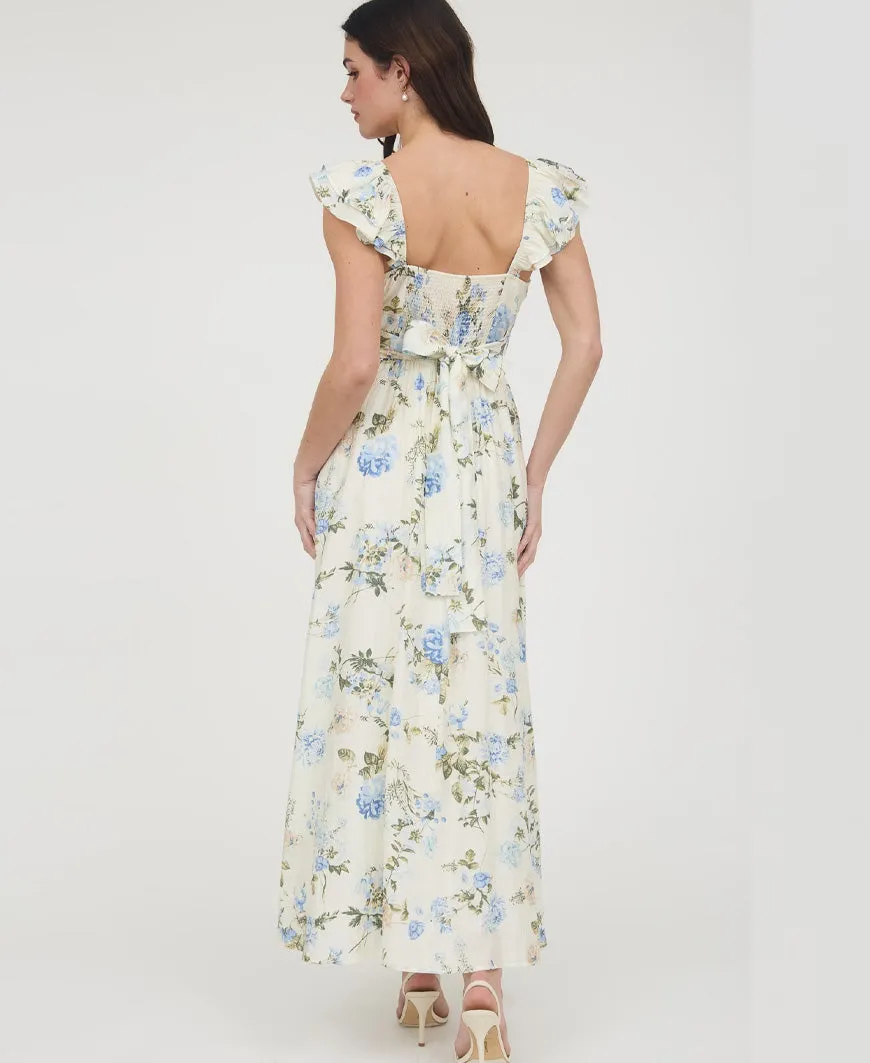 Flora Sweetheart Maxi Dress Blue