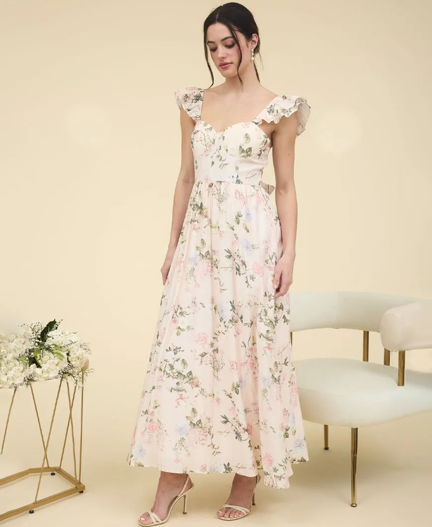 Flora Sweetheart Maxi Dress Pink