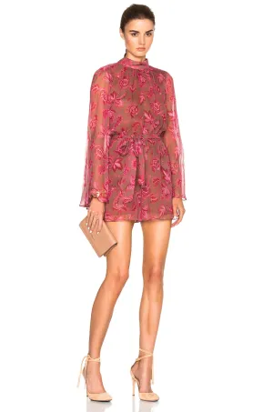 Floral Backless Romper - Chiffon Belted Jumpsuit