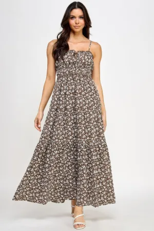 Floral Smocked Ruffle Maxi Dress