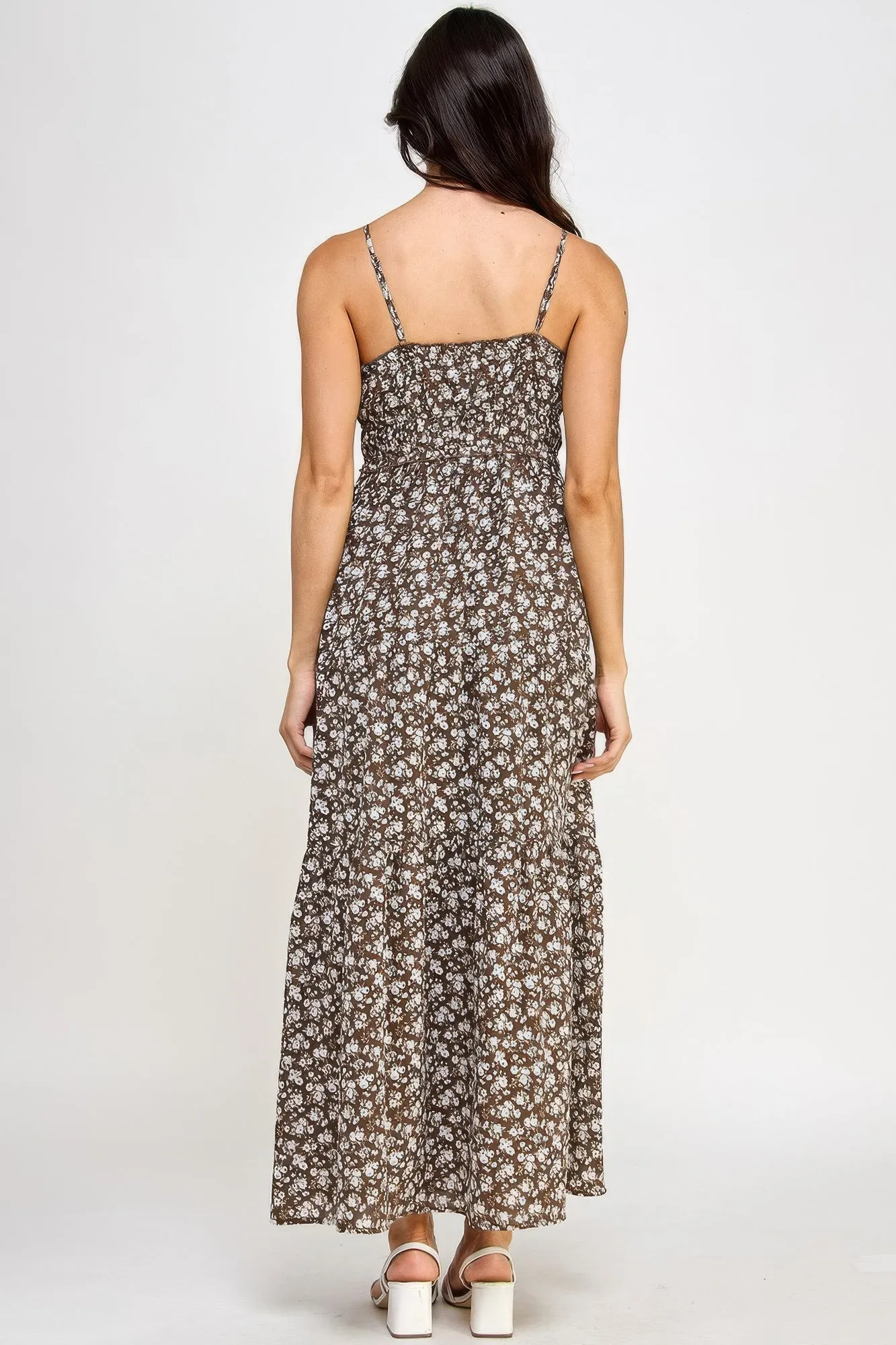 Floral Smocked Ruffle Maxi Dress