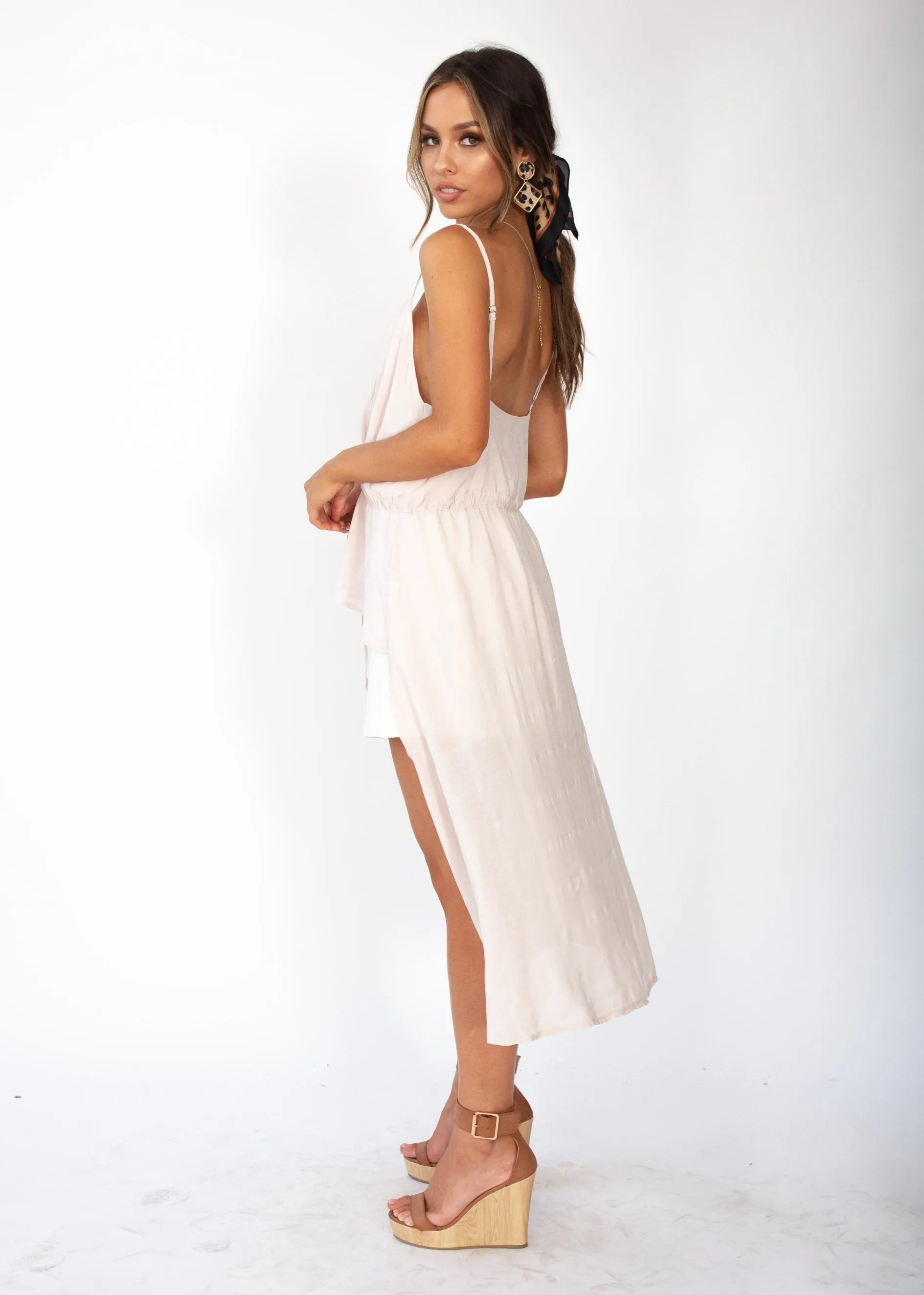 Fly Away Hi-Low Singlet Top - Blush