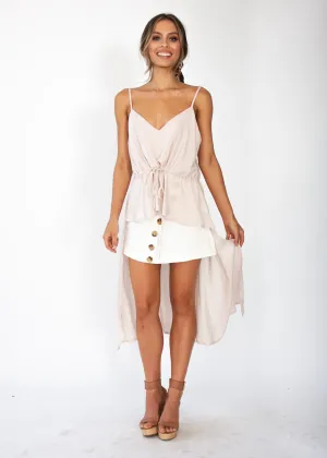 Fly Away Hi-Low Singlet Top - Blush