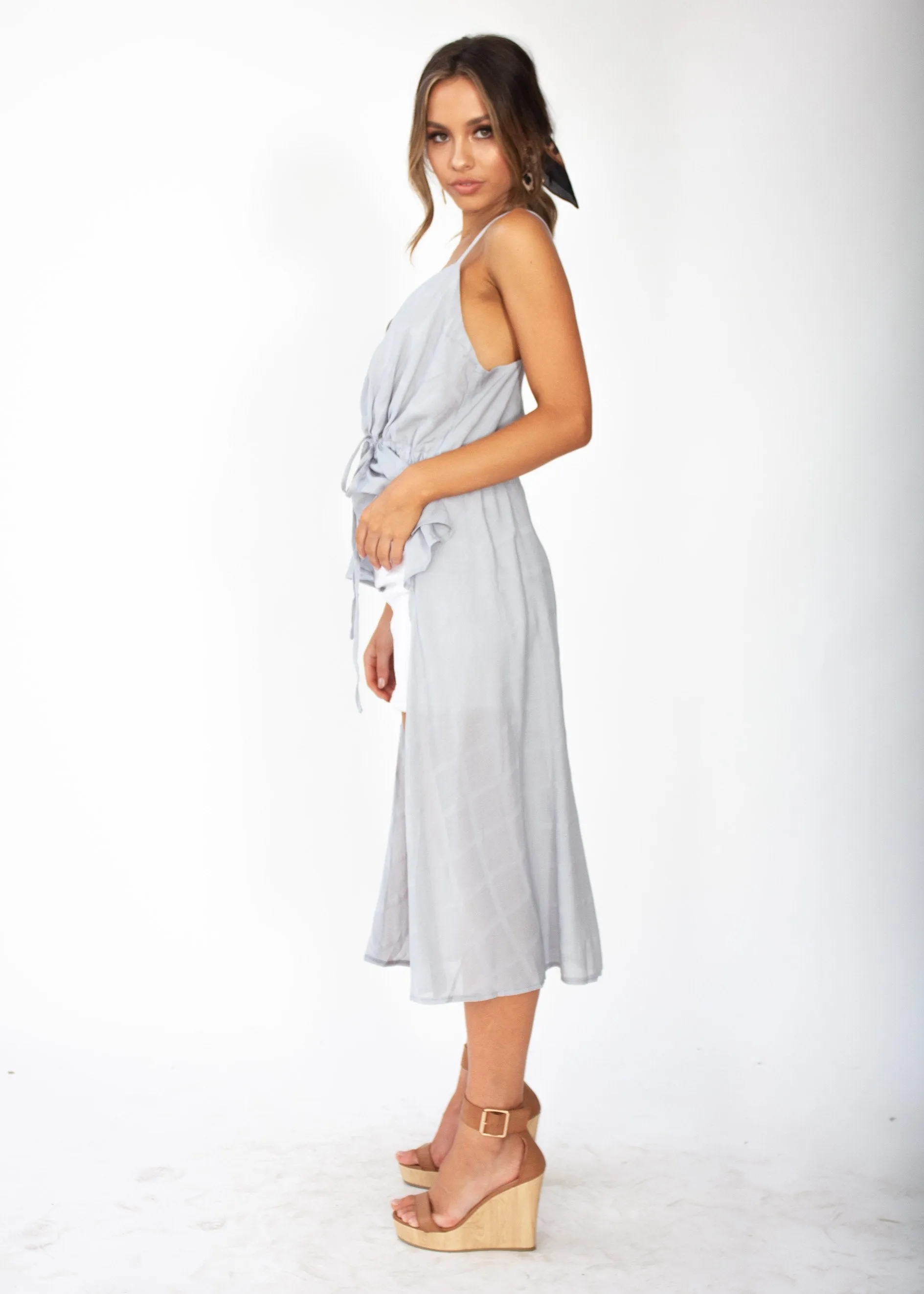 Fly Away Hi-Low Singlet Top - Grey