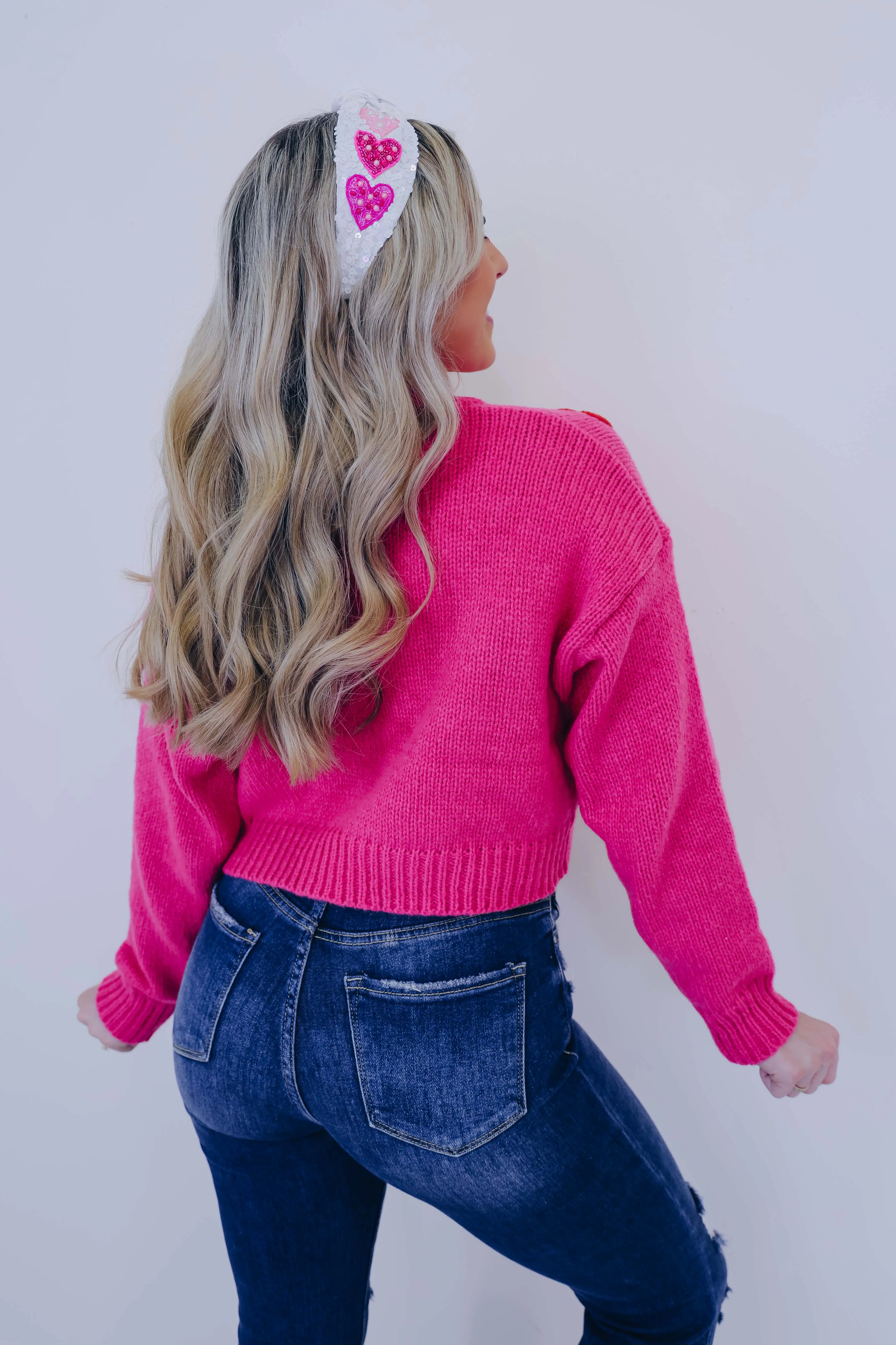 Follow Your Heart Colorful Cropped Sweater
