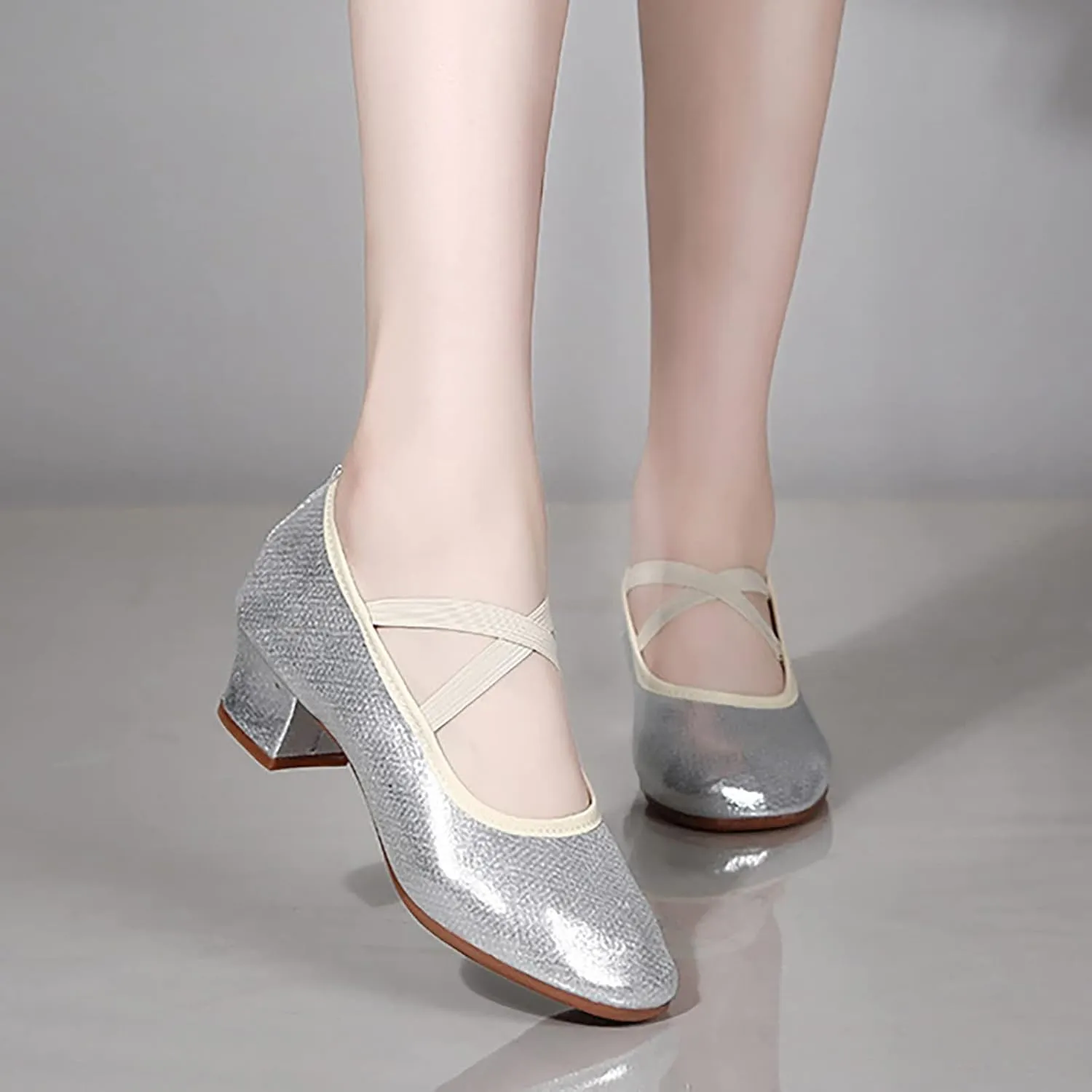 Foreign Trade 2025 New Soft Sole Solid Leather CrossStrap Dance Shoes Latin Dance Shoes Dress Boots for Women Low Heel