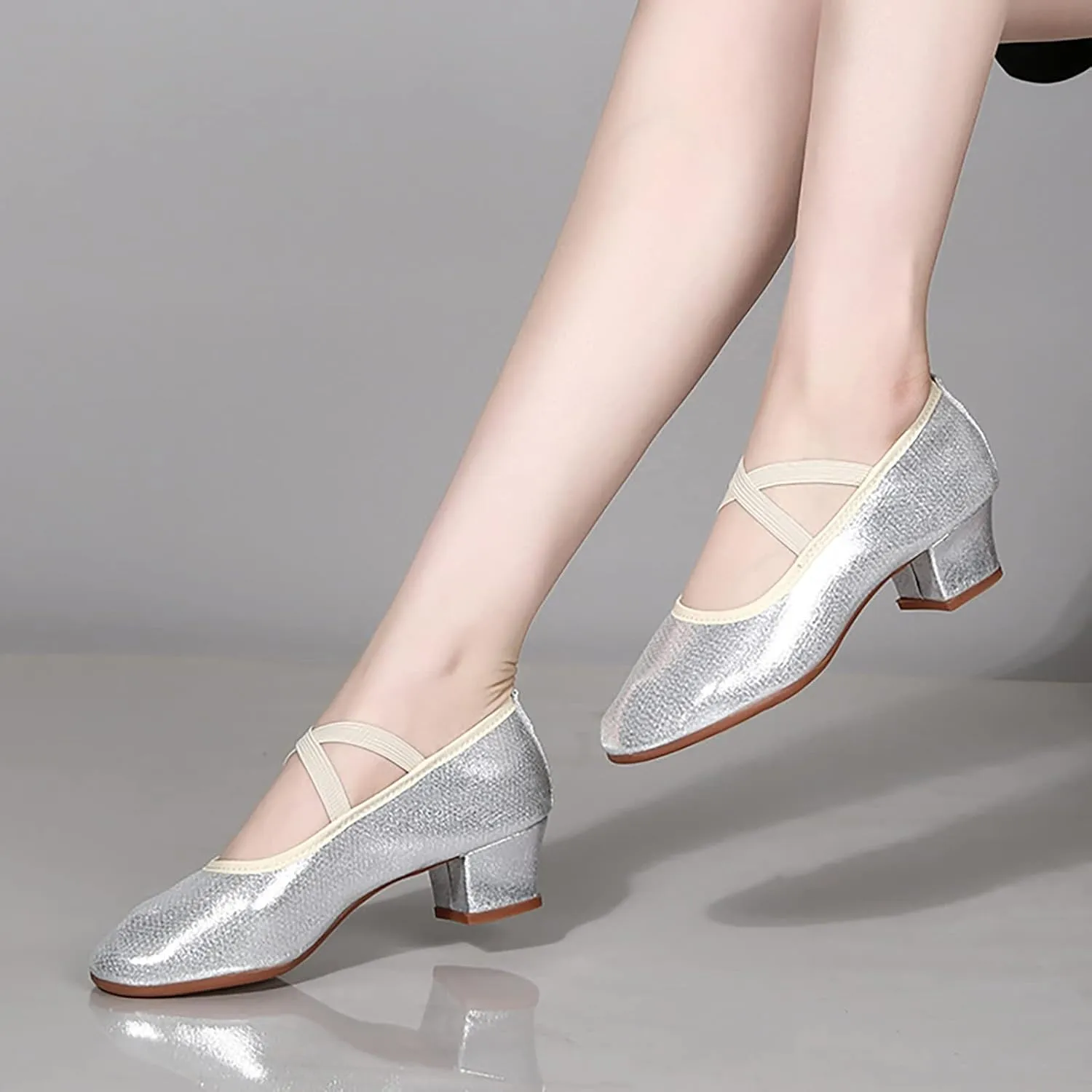 Foreign Trade 2025 New Soft Sole Solid Leather CrossStrap Dance Shoes Latin Dance Shoes Dress Boots for Women Low Heel