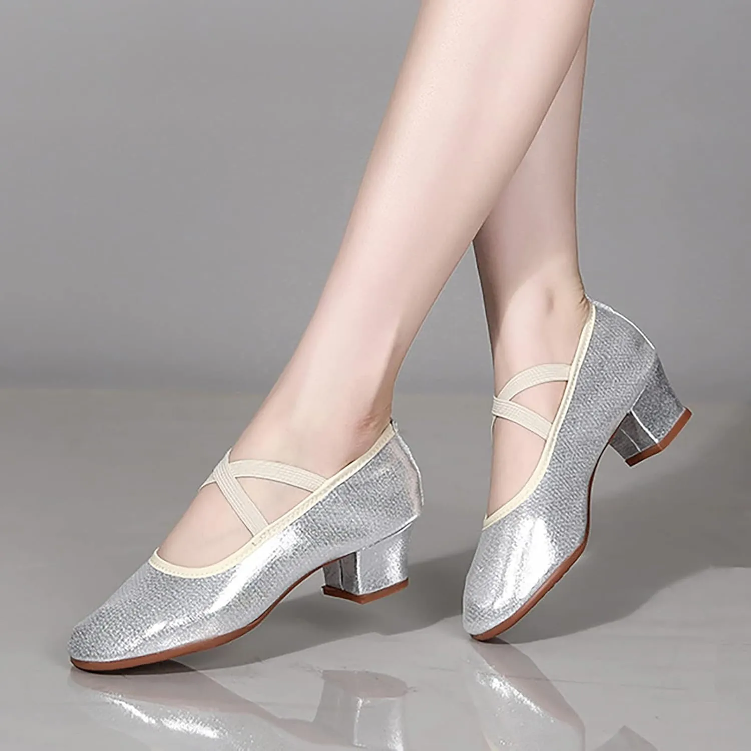 Foreign Trade 2025 New Soft Sole Solid Leather CrossStrap Dance Shoes Latin Dance Shoes Dress Boots for Women Low Heel