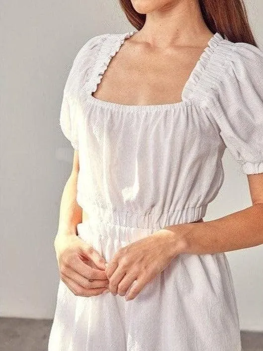 Forever Stylish White Puff Sleeve Romper