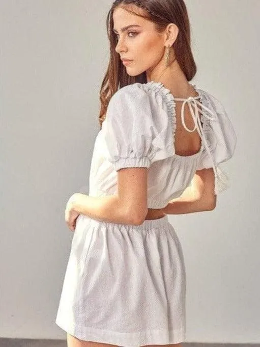 Forever Stylish White Puff Sleeve Romper