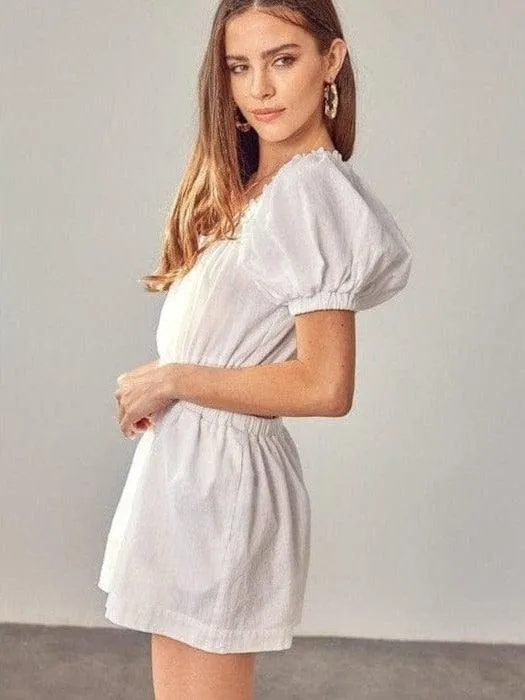 Forever Stylish White Puff Sleeve Romper