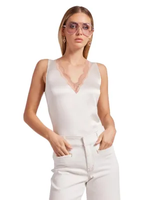 Generation Love Aida Silk Lace Tank Top- White/Latte