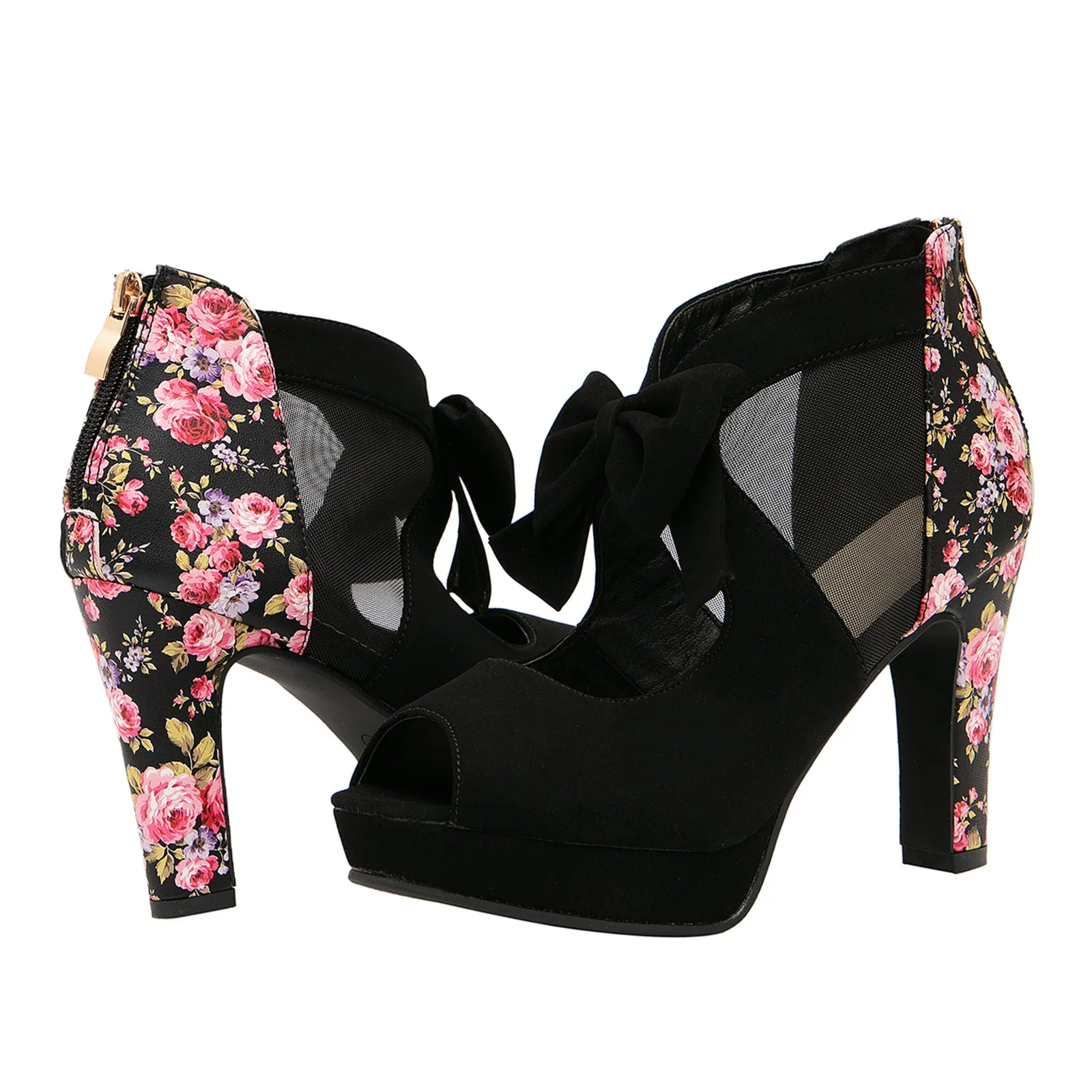 getmorebeauty Open Toe Women flower figure Platform High Heel Shoes Bows Strappy Sandals perfet for wedding/date/night/danceing