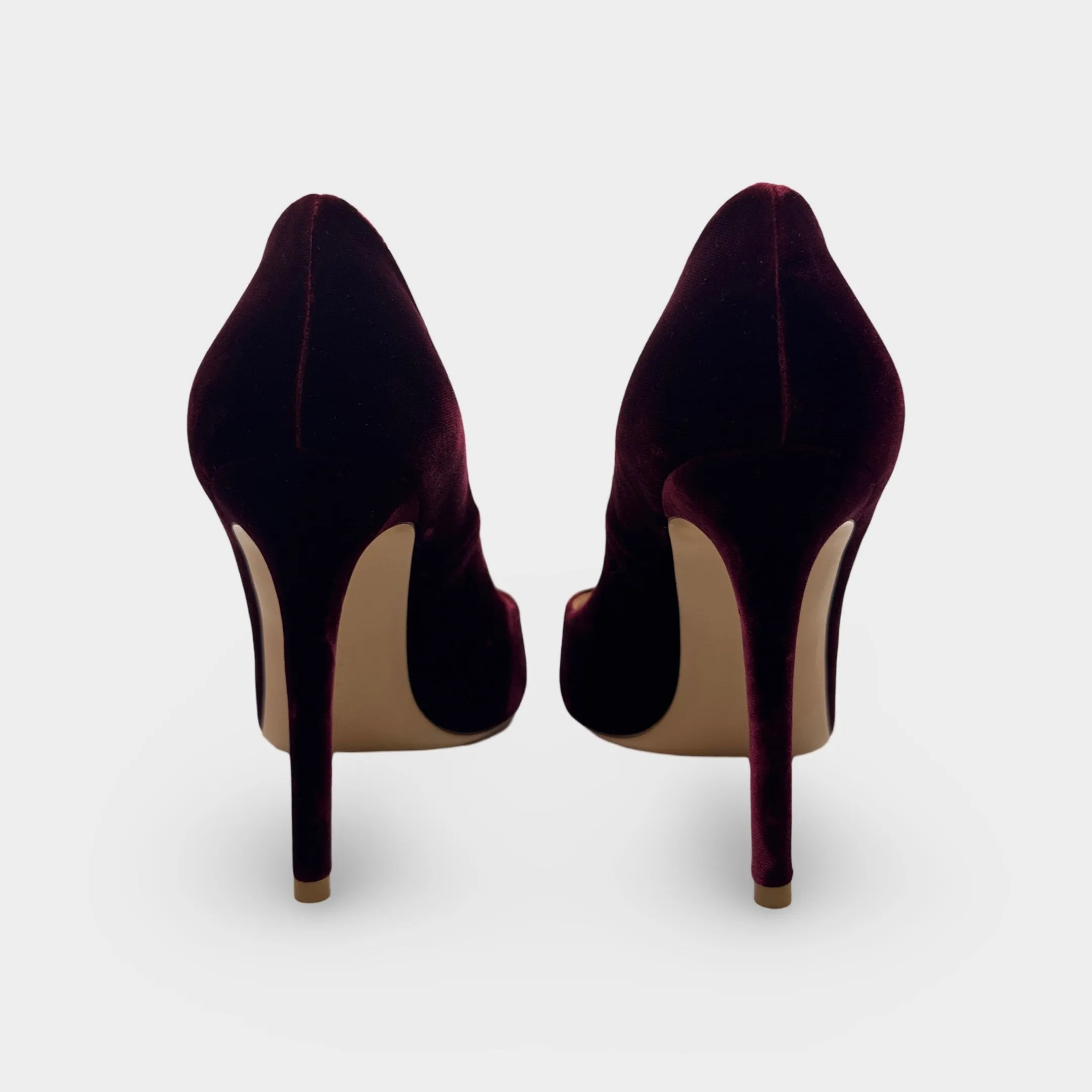 Gianvito Rossi Burgundy Velvet Heels