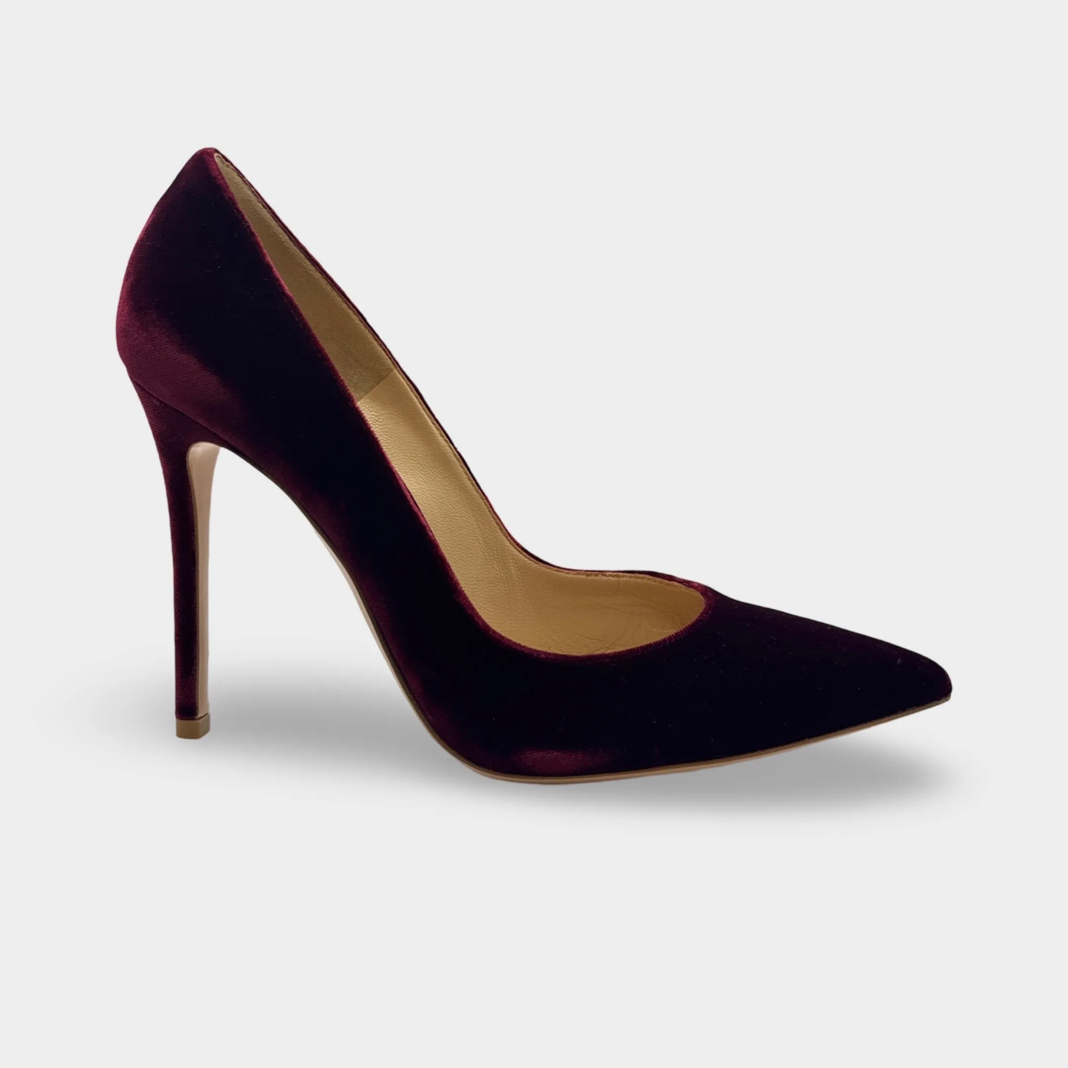 Gianvito Rossi Burgundy Velvet Heels