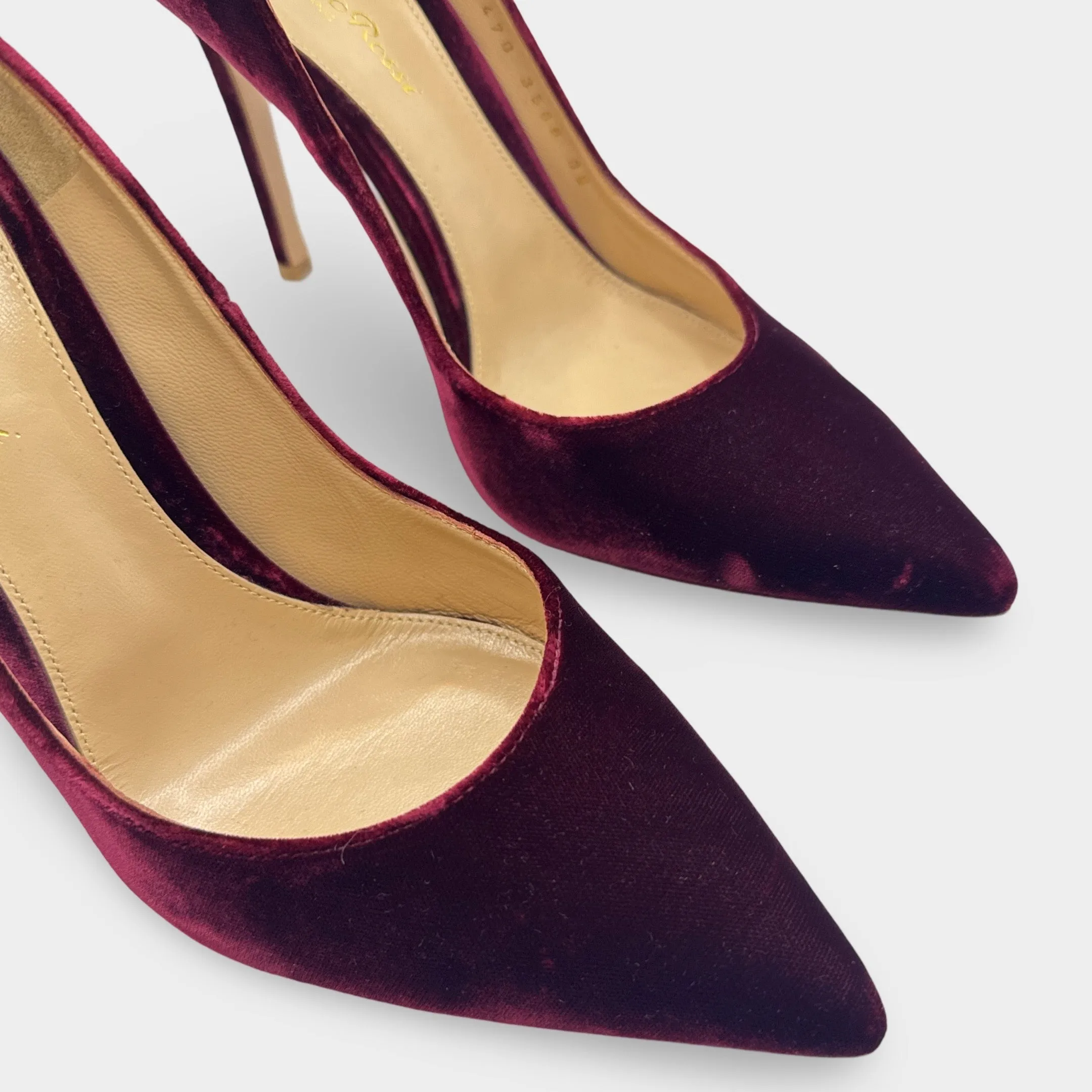 Gianvito Rossi Burgundy Velvet Heels