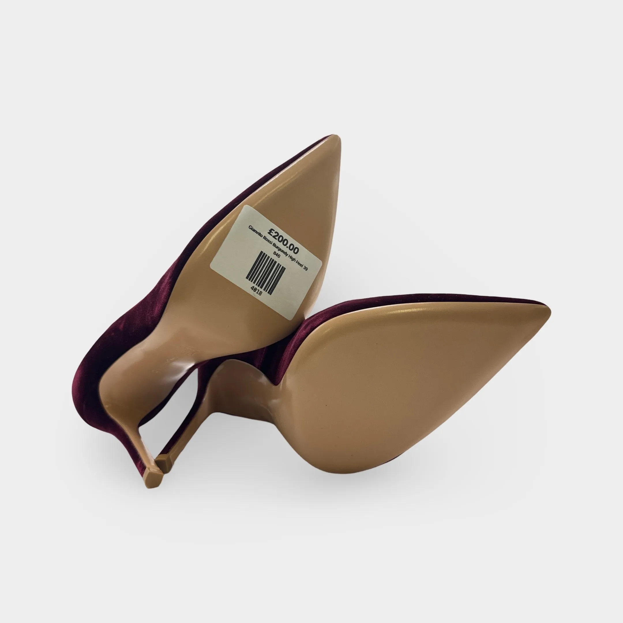 Gianvito Rossi Burgundy Velvet Heels