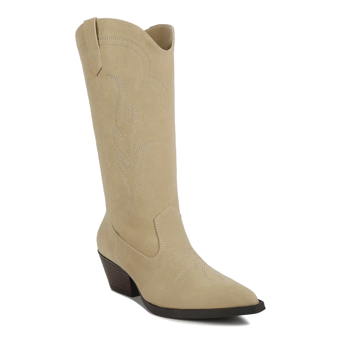 Ginni Embroidered Calf Boots