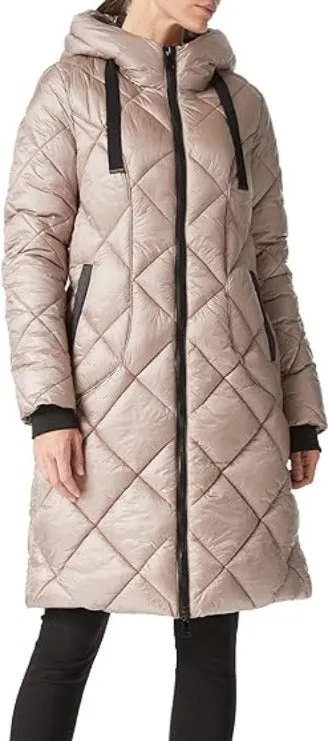 Giolshon Women Puffer Padded Coat Quilted  Hooded Long Jacket