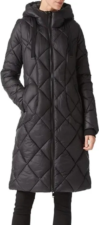 Giolshon Women Puffer Padded Coat Quilted  Hooded Long Jacket