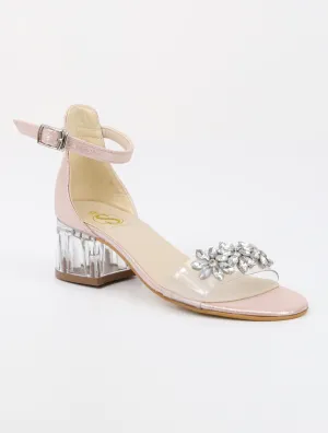 Girls Ankle-Strap Block Heels Sandals - WAKKO - Pink