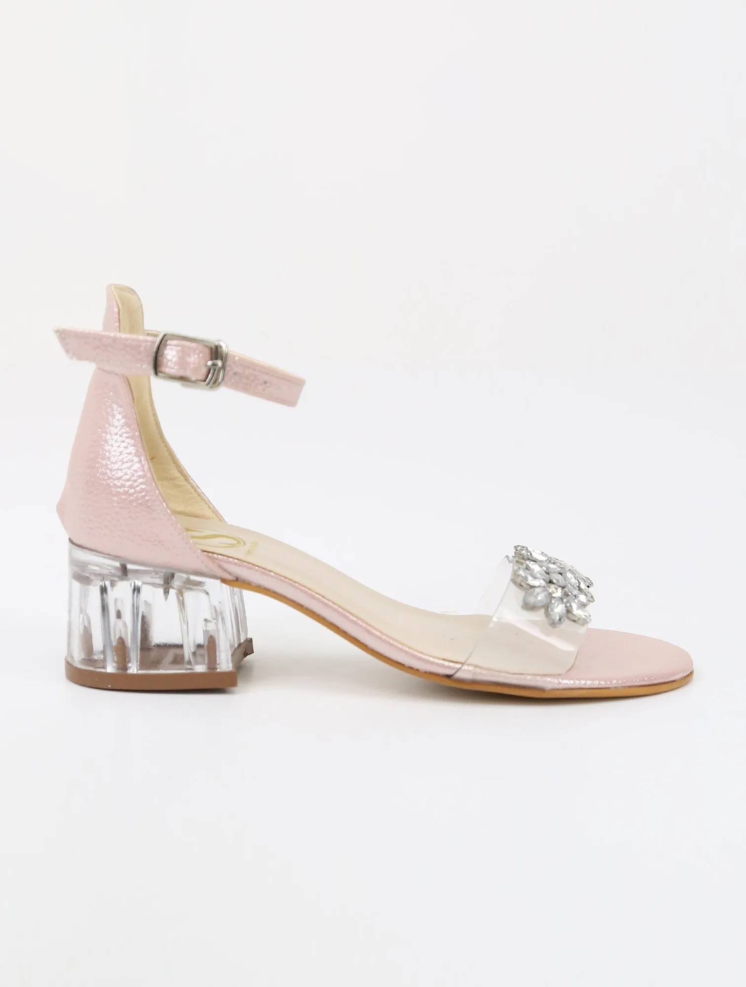 Girls Ankle-Strap Block Heels Sandals - WAKKO - Pink