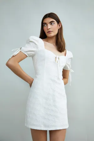 Glamorous Collection Puff Sleeve Mini Dress with Tie Detail
