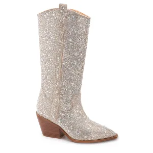 Glitzy Clear Rhinestone Tall Boot